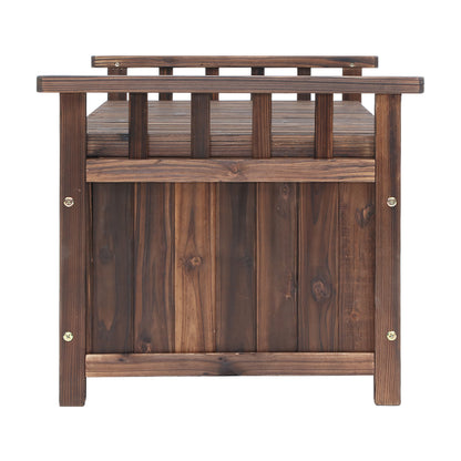 Outdoor Storage Bench Box Wooden Garden Toy Tool Shed Patio Charcoal