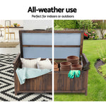 Outdoor Storage Bench Box Wooden Garden Toy Tool Shed Patio Charcoal