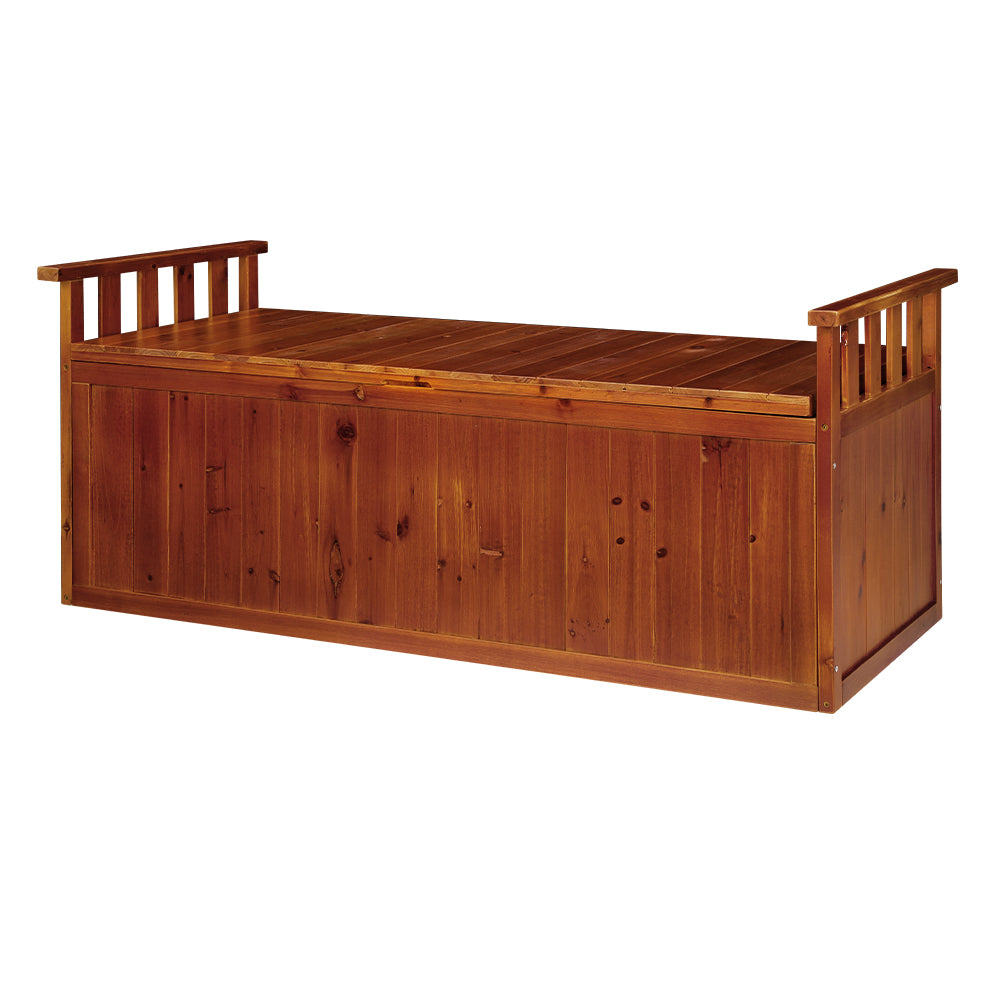Outdoor Storage Bench Box 129Cm Wooden Garden Toy Natural