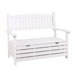 Outdoor Storage Bench Box Wooden Garden Chair 2 Seat Timber Furniture White