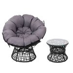Outdoor Lounge Setting Papasan Chair Wicker Table Garden Furniture Black