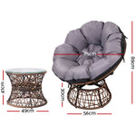 Outdoor Lounge Setting Papasan Chair Wicker Table Garden Furniture Brown