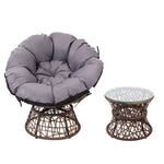 Outdoor Lounge Setting Papasan Chair Wicker Table Garden Furniture Brown