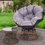 Outdoor Lounge Setting Papasan Chair Wicker Table Garden Furniture Brown