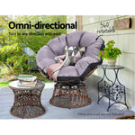 Outdoor Lounge Setting Papasan Chair Wicker Table Garden Furniture Brown