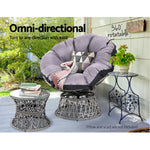 Outdoor Lounge Setting Papasan Chair Wicker Table Garden Furniture Grey