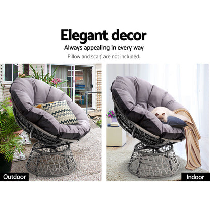 Outdoor Lounge Setting Papasan Chair Wicker Table Garden Furniture Grey