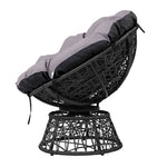 Papasan Chair and Side Table Set- Black