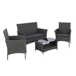 4 Piece Outdoor Dining Set Furniture Setting Lounge Wicker Table Chairs