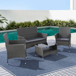 4 Piece Outdoor Dining Set Furniture Setting Lounge Wicker Table Chairs