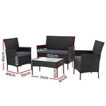 4 Seater Outdoor Sofa Set Wicker Setting Table Chair Furniture Black