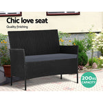 4 Seater Outdoor Sofa Set With Storage Cover Wicker Table Chair Black