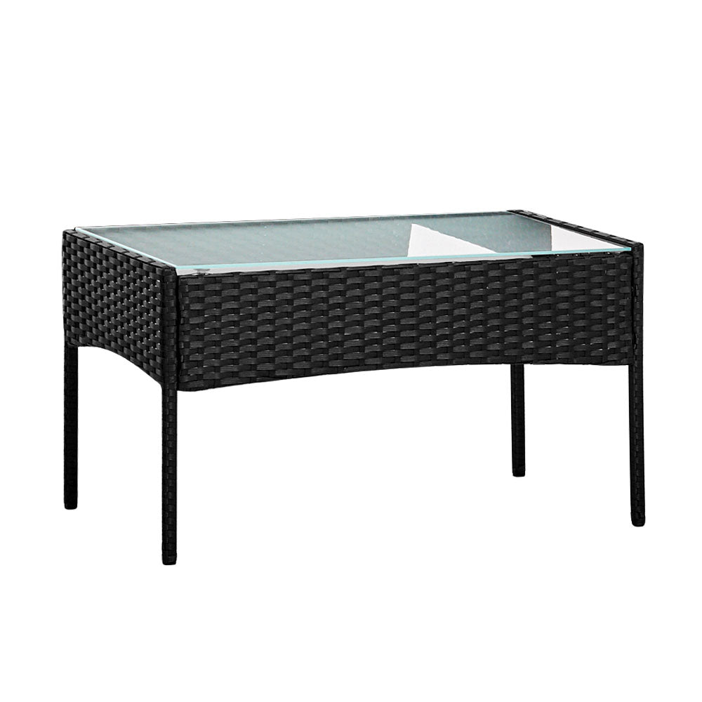 4 Seater Outdoor Sofa Set With Storage Cover Wicker Table Chair Black