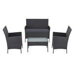 4 Seater Outdoor Sofa Set With Storage Cover Wicker Table Chair Darkgrey