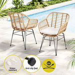 3PC Outdoor Furniture Bistro Set Lounge Setting Table Chairs Cushion Patio Grey