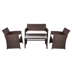 Set of 4 Outdoor Rattan Chairs & Table - Brown