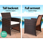 Set of 4 Outdoor Rattan Chairs & Table - Brown