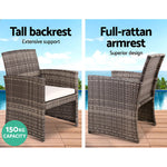Set of 4 Outdoor Rattan Chairs & Table - Grey