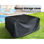 4 Pcs Outdoor Sofa Set With Storage Cover Rattan Chair Furniture Grey