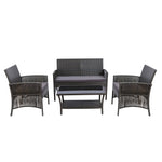 Outdoor Furniture Rattan Set Wicker Cushion 4pc Dark Grey