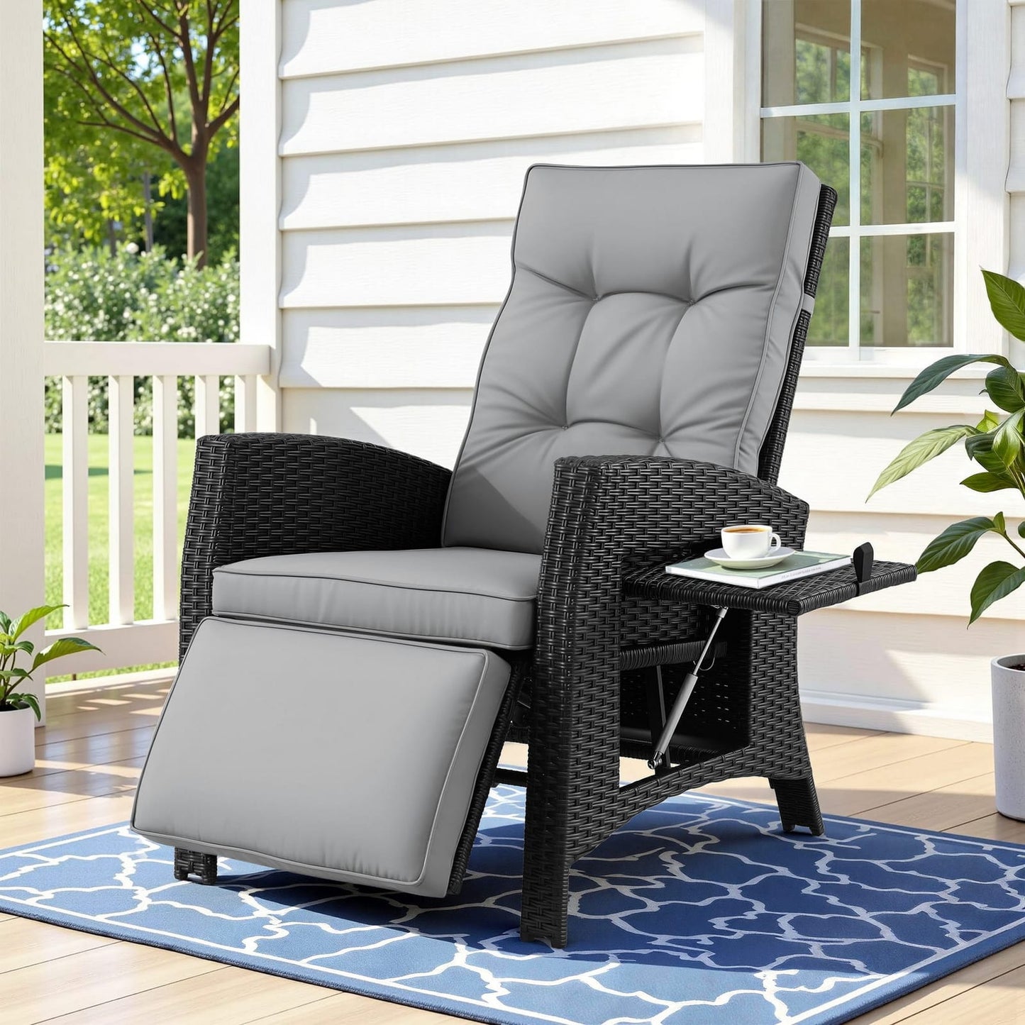 Outdoor Recliner Chair Black 140x64x85cm
