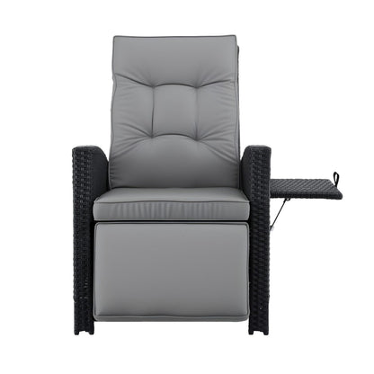 Outdoor Recliner Chair Black 140x64x85cm
