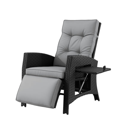 Outdoor Recliner Chair Black 140x64x85cm