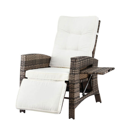 Outdoor Recliner Chair Wicker 140x64x85cm
