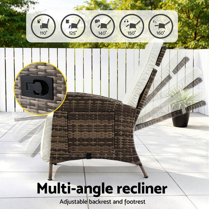 Outdoor Recliner Chair Wicker 140x64x85cm