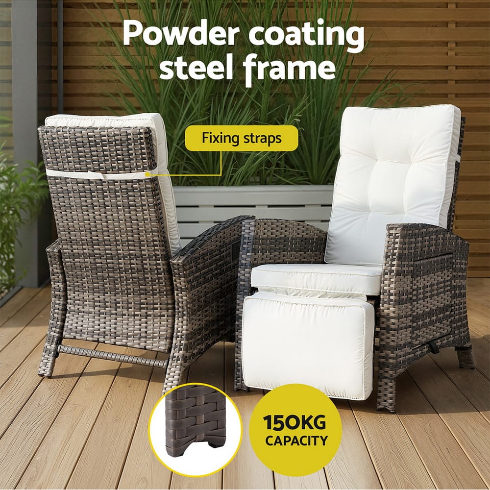 Outdoor Recliner Chair Wicker 140x64x85cm