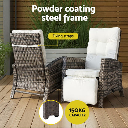 Outdoor Recliner Chair Wicker 140x64x85cm
