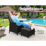 Recliner Chair Sun Lounge Wicker Lounger Outdoor Furniture Patio Black