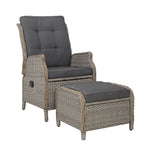 Recliner Chair Sun Lounge Wicker Lounger Outdoor Furniture Patio Grey