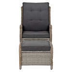 Recliner Chair Sun Lounge Wicker Lounger Outdoor Furniture Patio Grey