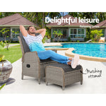 Recliner Chair Sun Lounge Wicker Lounger Outdoor Furniture Patio Grey