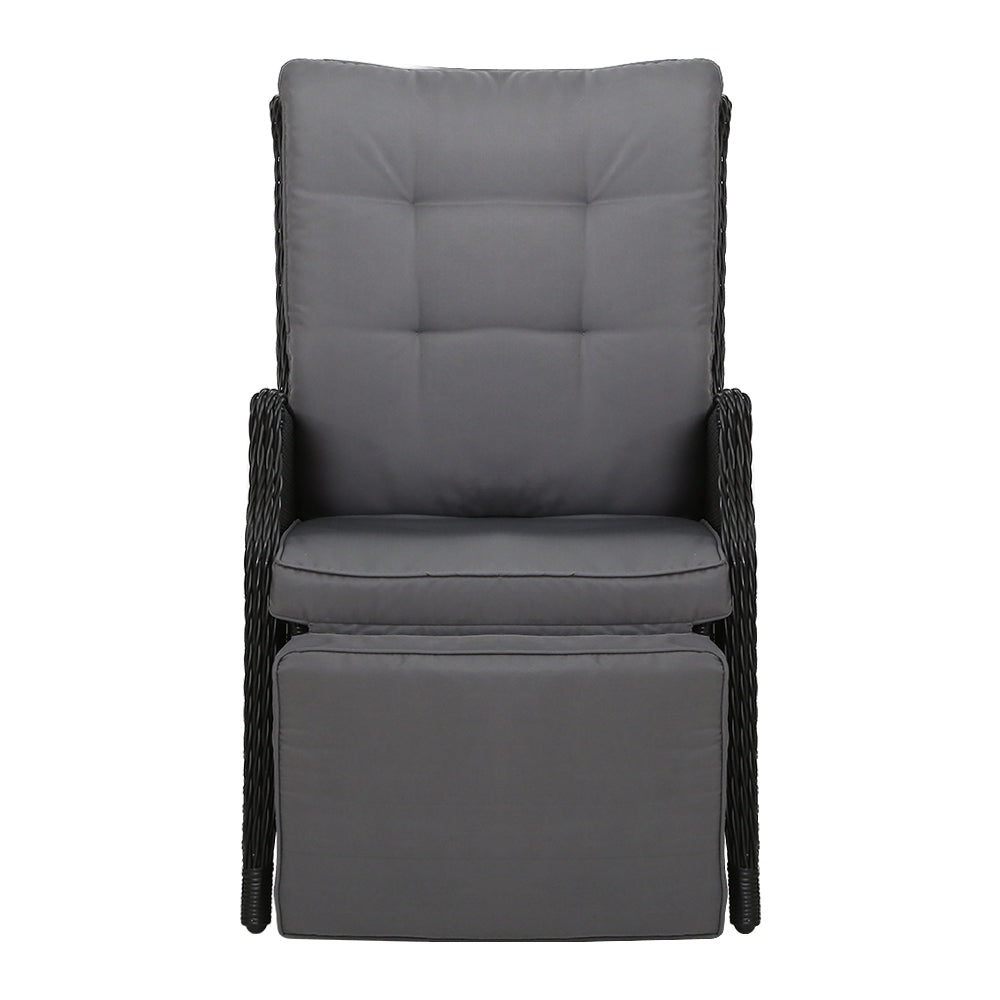 Recliner Chairs Sun Lounge Wicker Outdoor Furniture Patio Black