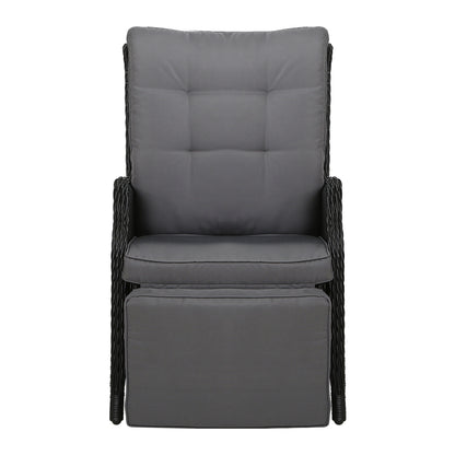 Recliner Chairs Sun Lounge Wicker Outdoor Furniture Patio Black