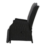 Recliner Chairs Sun Lounge Wicker Outdoor Furniture Patio Black