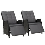 Outdoor Recliner Chairs Black 2pcs