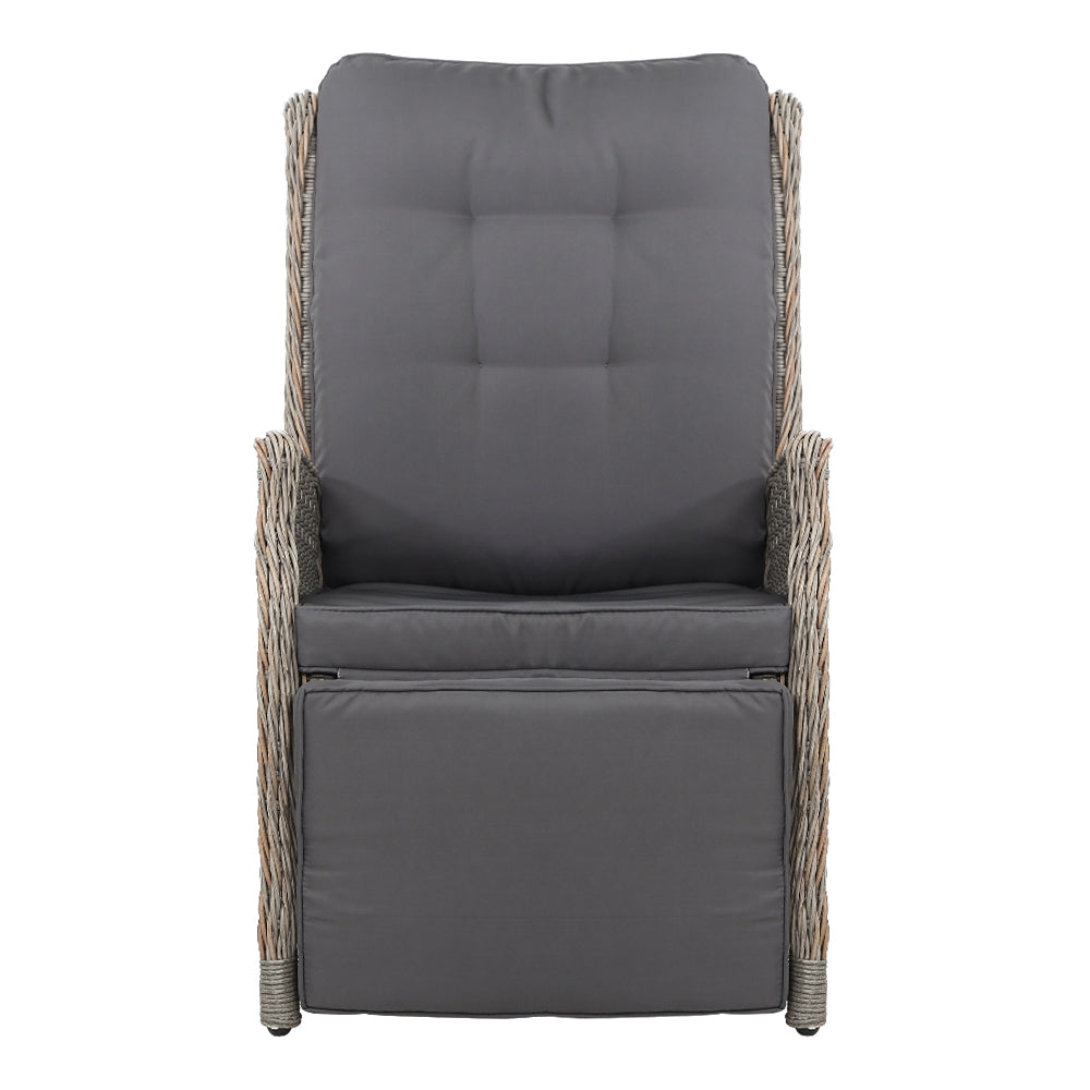 Recliner Chairs Sun Lounge Wicker Lounger Outdoor Furniture Patio Grey