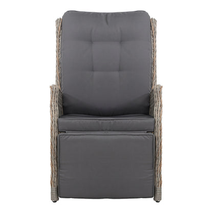 Recliner Chairs Sun Lounge Wicker Lounger Outdoor Furniture Patio Grey