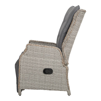 Recliner Chairs Sun Lounge Wicker Lounger Outdoor Furniture Patio Grey