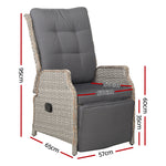 Outdoor Furniture Setting Patio Wicker Sofa Grey 2pcs