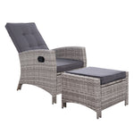 Recliner Chair Sun Lounge Wicker Lounger Outdoor Patio Furniture Grey