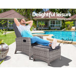 Recliner Chair Sun Lounge Wicker Lounger Outdoor Patio Furniture Grey