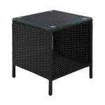 Coffee Side Table Wicker Desk Rattan Outdoor Furniture Garden Black