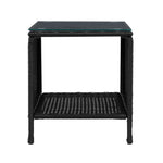 Coffee Side Table Wicker Desk Rattan Outdoor Furniture Garden Black