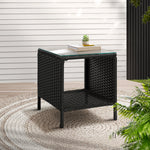 Coffee Side Table Wicker Desk Rattan Outdoor Furniture Garden Black