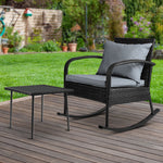 2Pc Rocking Chair Table Wicker Outdoor Furniture Patio Lounge Setting
