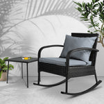 2Pc Rocking Chair Table Wicker Outdoor Furniture Patio Lounge Setting